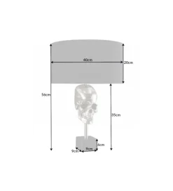 Lampa stołowa SKULL 40 cm srebrna