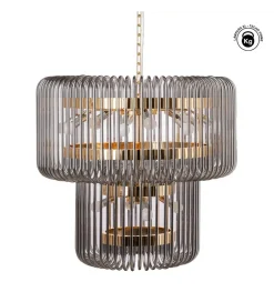 Lampa wisząca CELINK 80 cm złoto szara