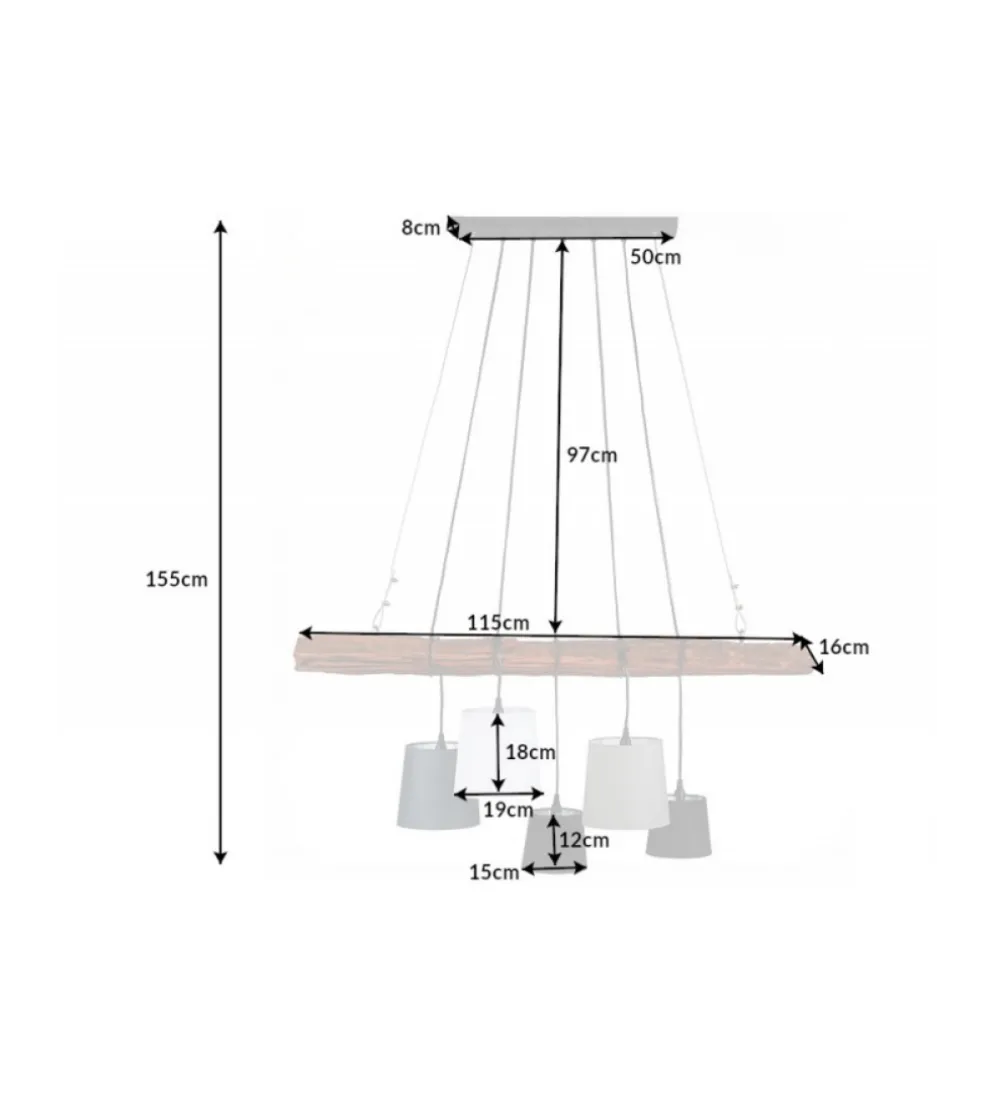 Lampa wisząca Saint-Louis 115 cm drewno driftowe
