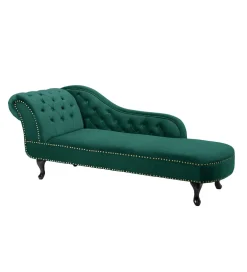 Leżanka BRIGIDA Chesterfield szmaragdowo zielony aksamit