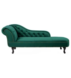 Leżanka BRIGIDA Chesterfield szmaragdowo zielony aksamit