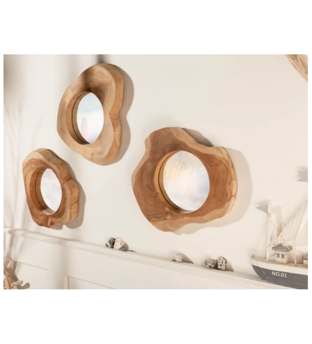 Lustro wiszące Reflect 31 cm drewno Teak