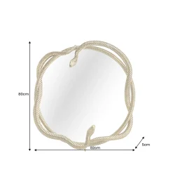 Lustro wiszące SNAKE XL 85 cm złote z elementem dekoracyjnym w kształcie węża