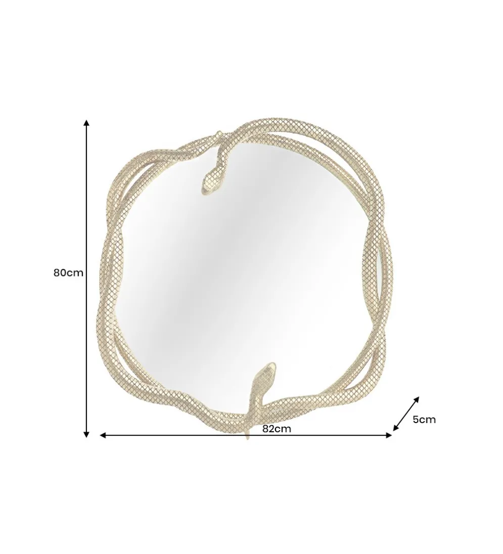 Lustro wiszące SNAKE XL 85 cm złote z elementem dekoracyjnym w kształcie węża