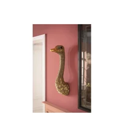 Ozdoba ścienna OSTRICH 18 x 71 cm złota
