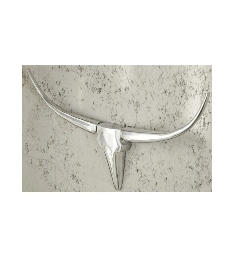 Ozdoba ścienna rogi Bull 75 cm srebrne