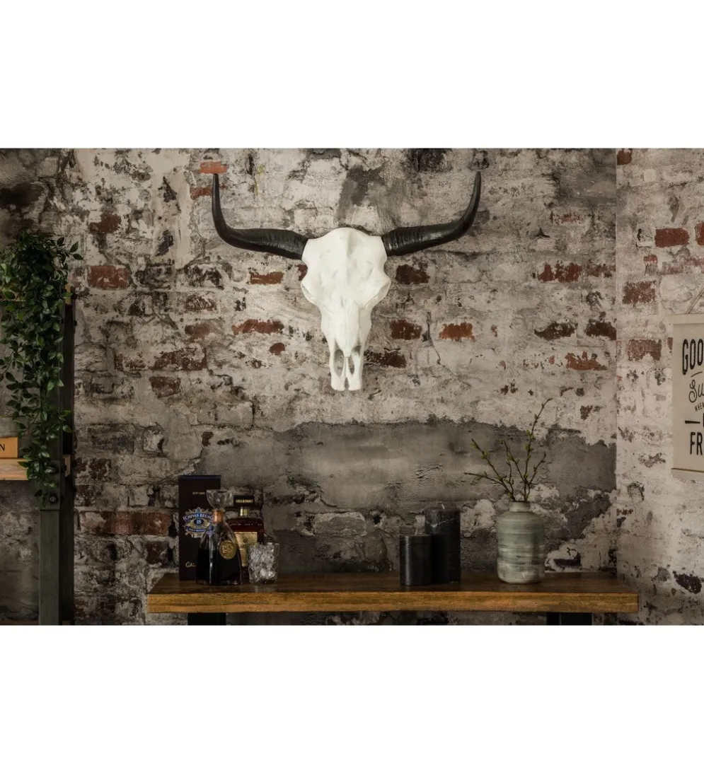 Ozdobna czaszka El Toro 70 cm biały czarny