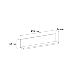 Półka wisząca BOTA 150 cm w optyce betonu