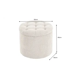 Pufa MODERN BAROCK STORAGE 50 cm bouclé kolor szampański