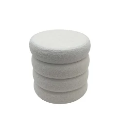 Pufa VOGUE 40 cm z schowkiem boucle biała