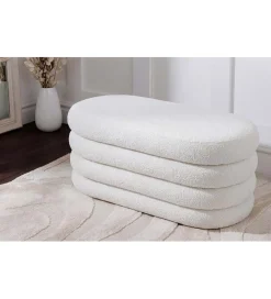 Pufa VOGUE 85 cm z schowkiem boucle białe