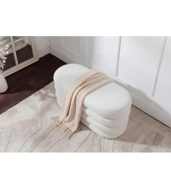 Pufa VOGUE 85 cm z schowkiem boucle białe
