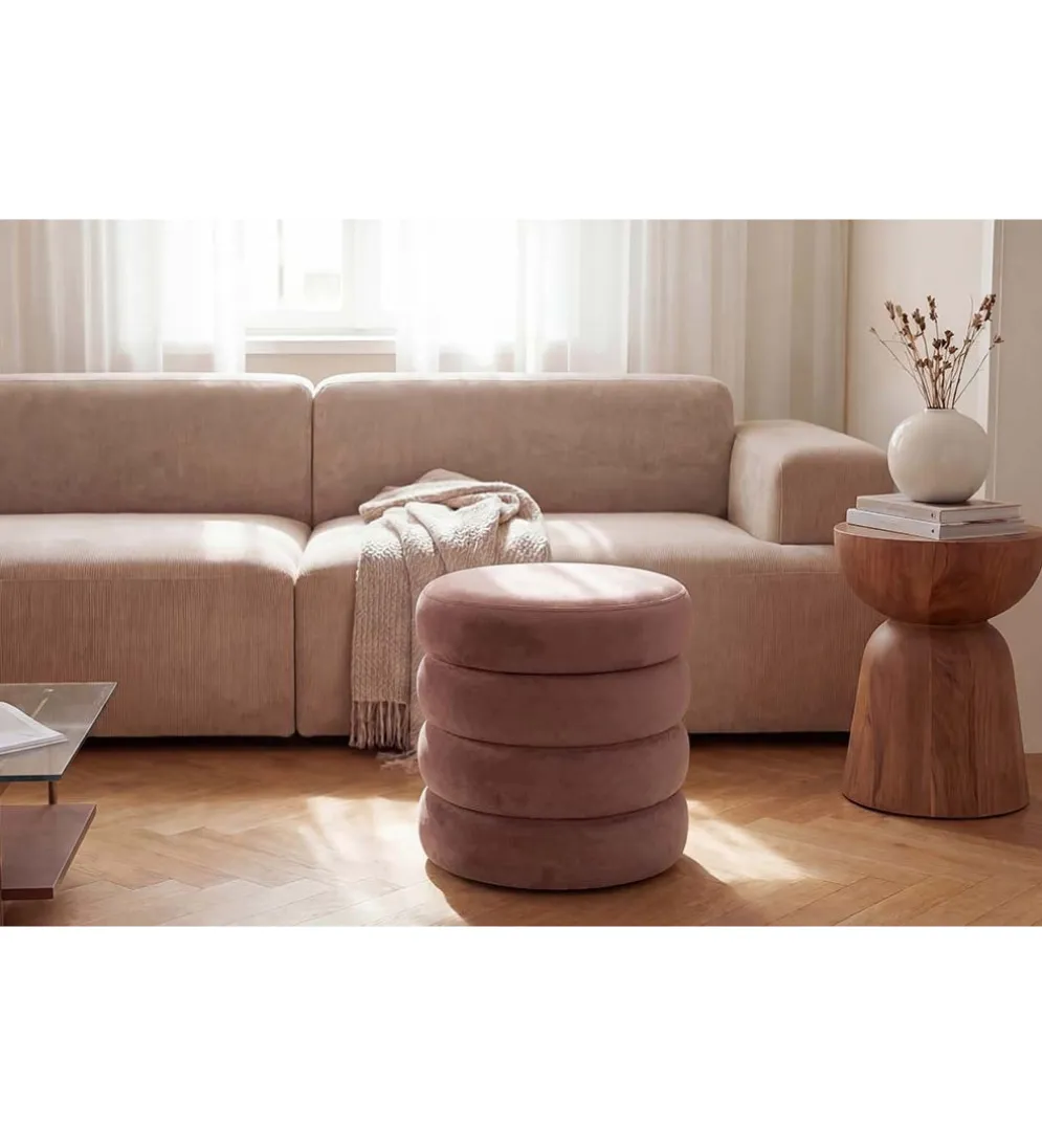 Pufa VOGUE 40 cm z schowkiem welwet różowa