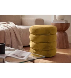 Pufa VOGUE 40 cm z schowkiem welwet musztardowa