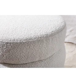 Pufa VOQUE 50 cm z pojemnikiem Bouclé kremowo biała