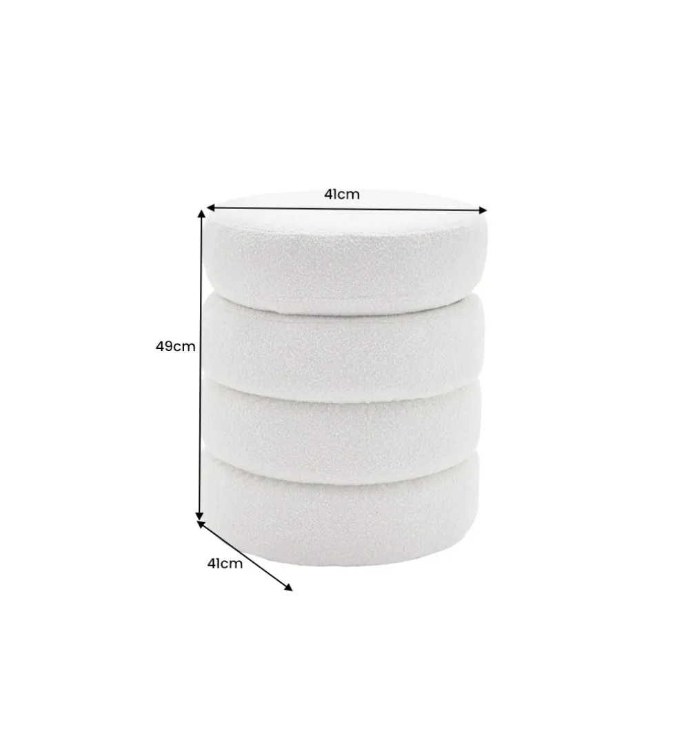 Pufa VOQUE 50 cm z pojemnikiem Bouclé kremowo biała