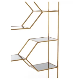 Regał AINO 214 cm ciemne szkło antyczny brąz