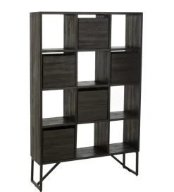 Regał HERTAB 158 cm drewno teak czarny