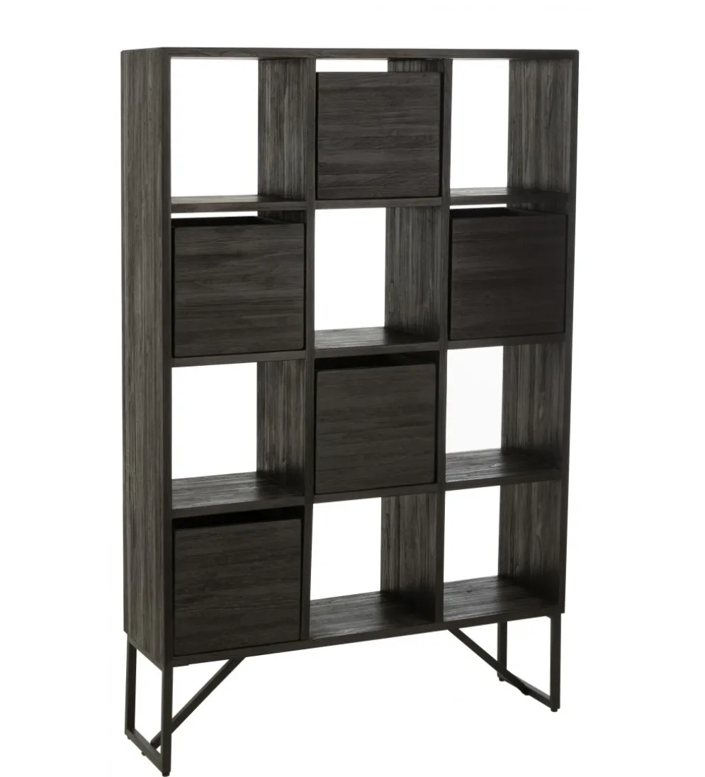 Regał HERTAB 158 cm drewno teak czarny