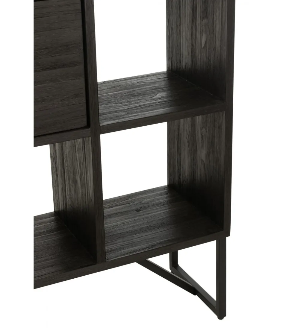 Regał HERTAB 158 cm drewno teak czarny