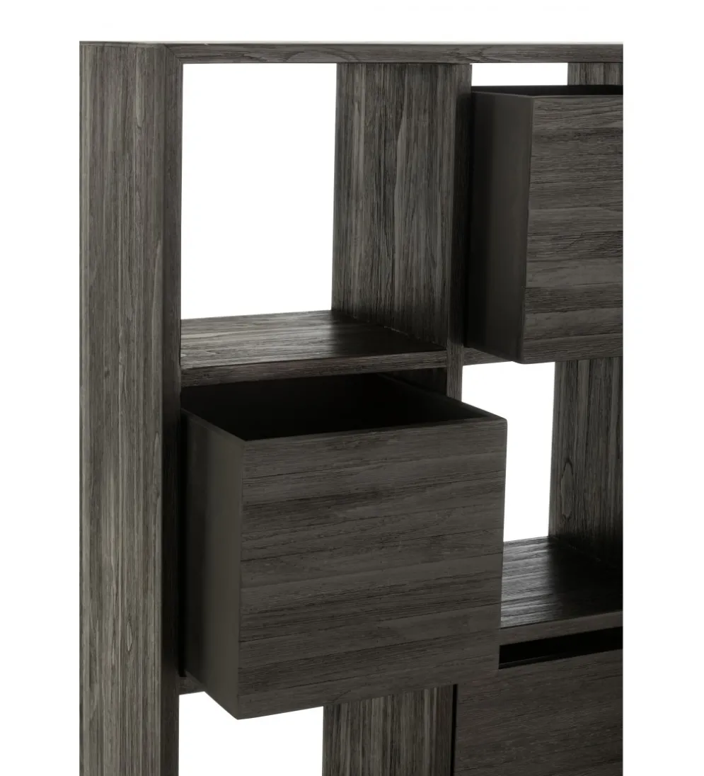 Regał HERTAB 158 cm drewno teak czarny