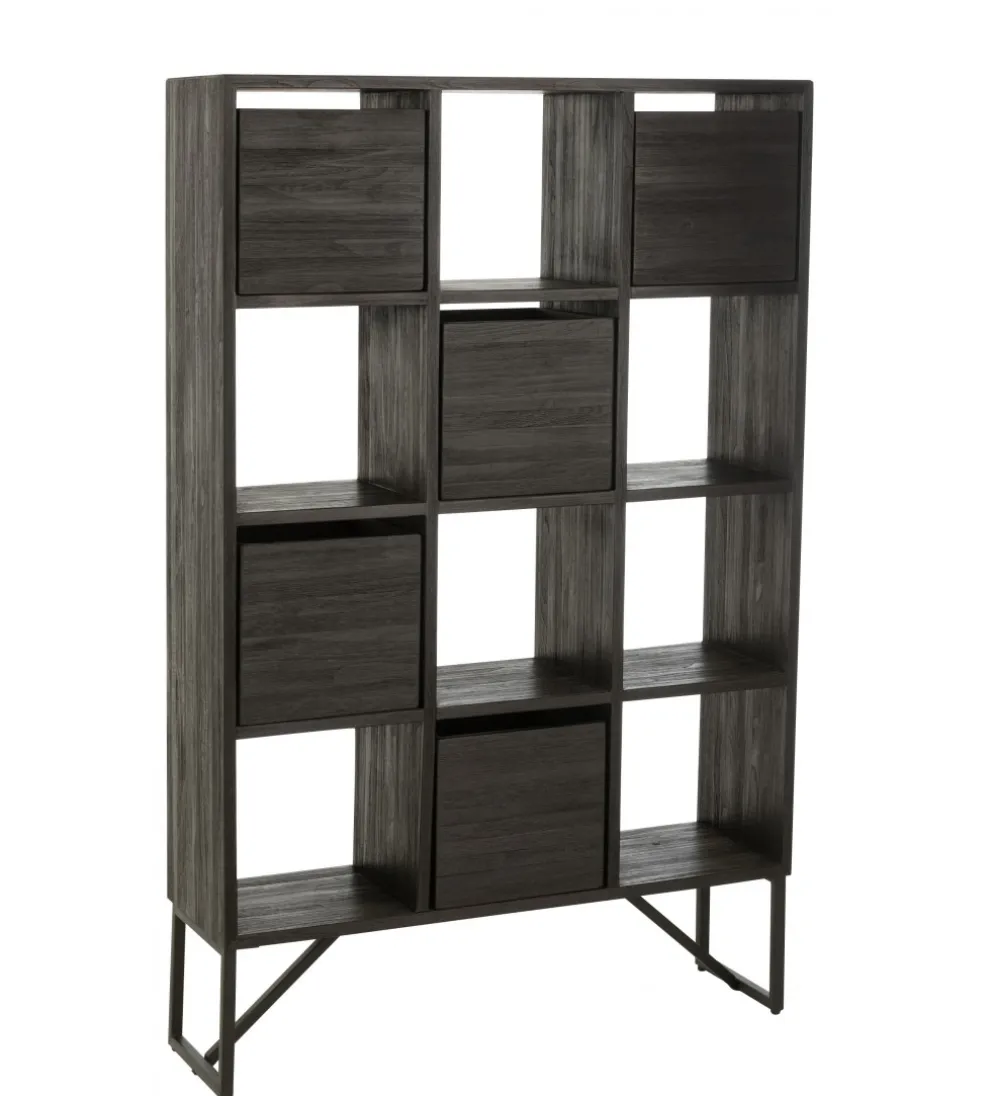 Regał HERTAB 158 cm drewno teak czarny