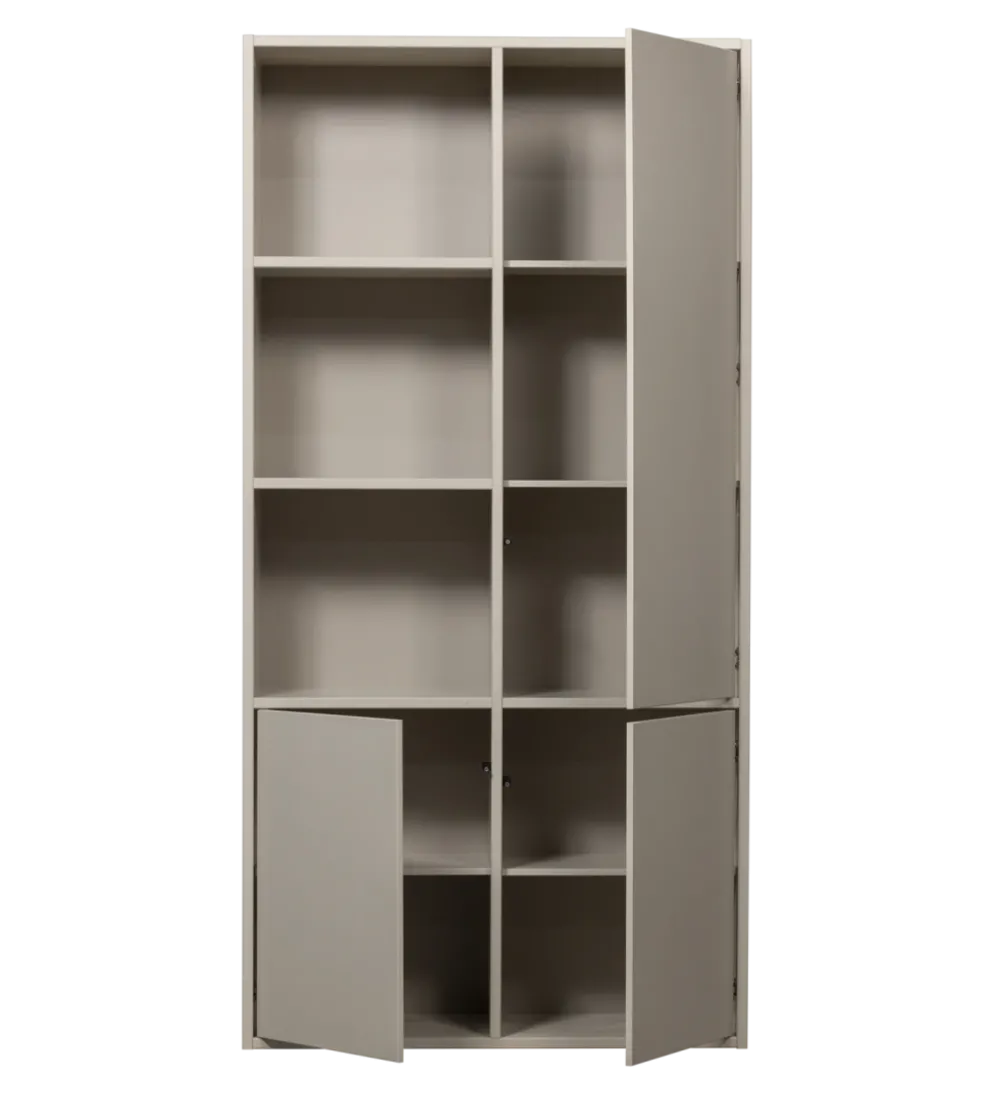 Regał MEGGY 108 cm drewno sosny szary prawostronny