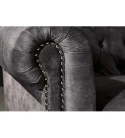 Sofa ARIELLE Chesterfield 205 Cm szary aksamit