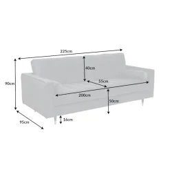 Sofa CANIS Velvet 225 cm szary aksamit