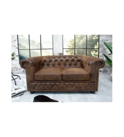 Sofa Chesterfield antyczny brąz