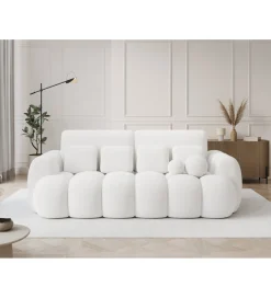 Sofa COTTONN 256 cm z funkcją spania biała tkanina paolli 01