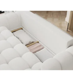 Sofa COTTONN 256 cm z funkcją spania biała tkanina paolli 01