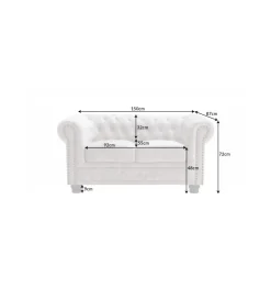 Sofa dwuosobowa ROCHESTER Chesterfield 150 cm beżowa