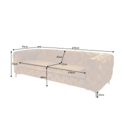 Sofa MODERN BAROCK 240 cm antyczny brąz