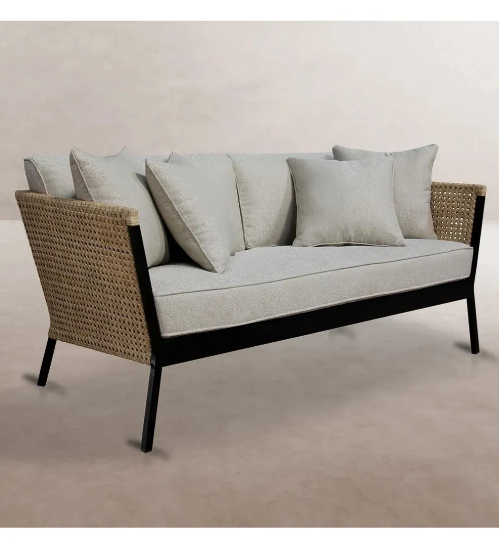 Sofa ogrodowa NIVA 171 cm naturalna czarna