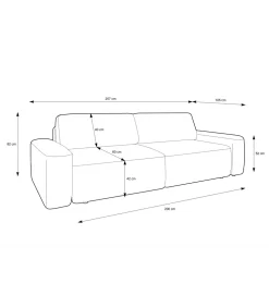 Sofa PULIA 238 cm z funkcją spania z pojemnikiem na pościel