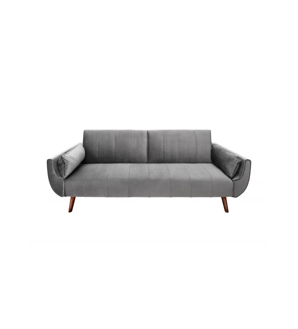 Sofa rozkładana BELLA 215 cm srebrno szary aksamit Puella