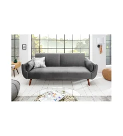 Sofa rozkładana BELLA 215 cm srebrno szary aksamit Puella
