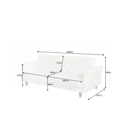 Sofa rozkładana RAYAN 220 cm kremowa