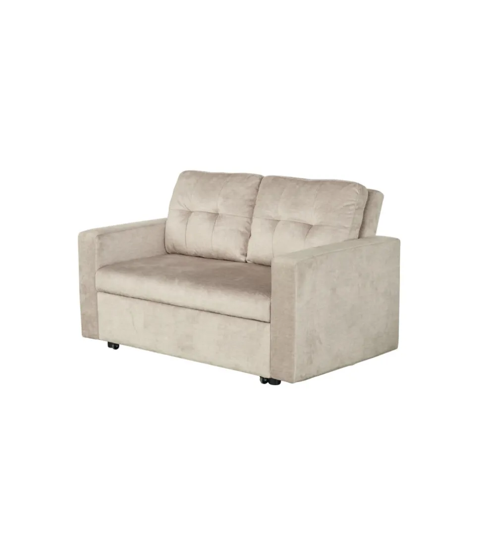 Sofa SMART 140 cm z funkcją spania welwet chmpagne beżowa