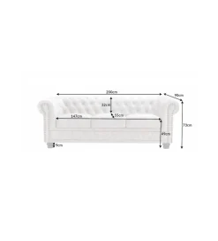 Sofa trzyosobowa ROCHESTER Chesterfield 200 cm beżowa