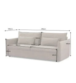 Sofa z funkcją spania APARTMENT 215 cm taupe