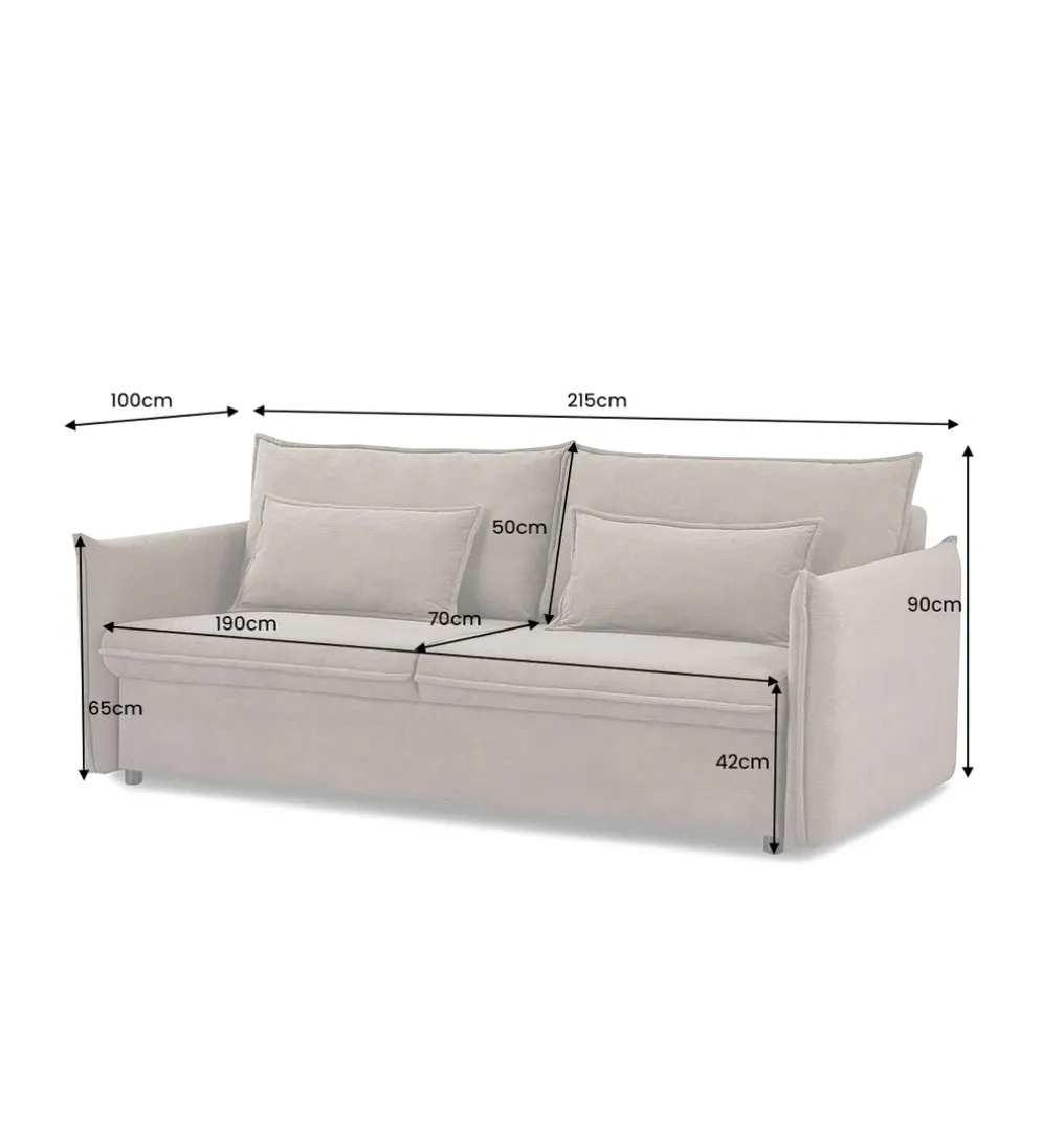 Sofa z funkcją spania APARTMENT 215 cm taupe