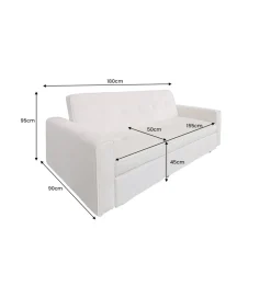Sofa z funkcją spania SMART 180 cm cord beżowy