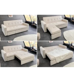 Sofa z funkcją spania SMART 180 cm cord beżowy