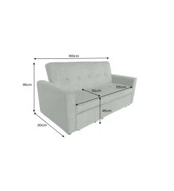 Sofa z funkcją spania SMART 180 cm cord zielony