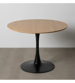 Stół AGARA 100 cm czarny naturalny blat