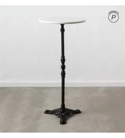 Stół AUESON 110 cm czarny blat w optyce marmuru