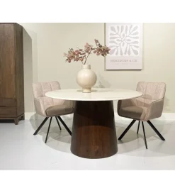 Stół Brix Bottecino 130 cm Marmur Drewno mango