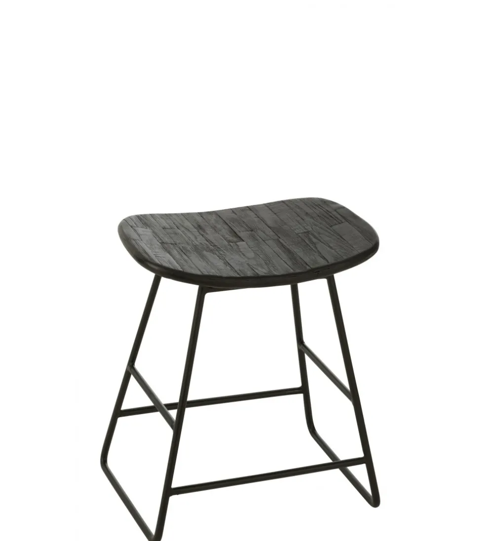 Stołek ZAMBIA drewno teak czarny